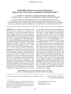 Global differential gene expression in the pituitary gland and the