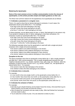 Mastering the Apostrophe Some of the most common errors in