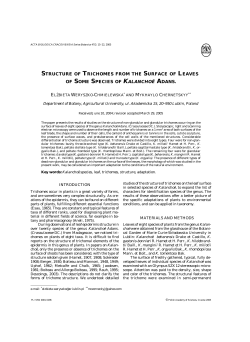 STRUCTURE OF TRICHOMES FROM THE SURFACE OF LEAVES