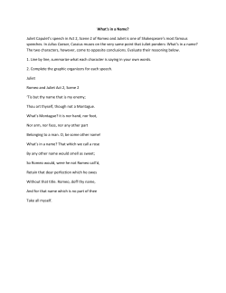 Compare Juliet to Cassius sheet