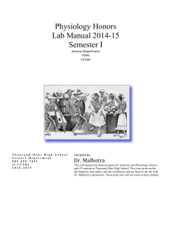 Physiology Honors Lab Manual 2014-15 Semester I