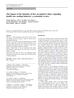 The impact of the intensity of fear on patient`s delay regarding health