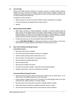 4.0 Chemical Safety Working with potentially hazardous