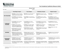 Text Complexity: Qualitative Measures Rubric