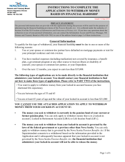 INSTRUCTIONS TO COMPLETE THE APPLICATION TO