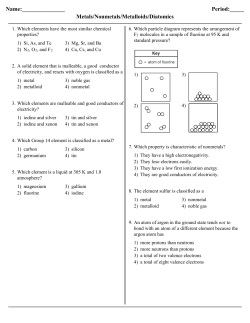 Metals/Nonmetals/Metalloids/Diatomics