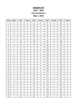 ANSWER KEY AILET - 2016 B.A.LL.B.(Hons.) May 1, 2016