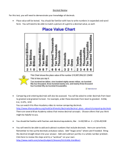 Decimals Study Guide - PDF