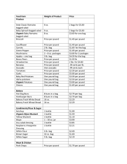 Food Item Weight of Product Price Produce Dole Classic Romaine