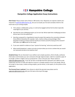 Hampshire College Application Essay Instructions