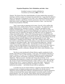 1 Organized Skepticism, Na&iuml;ve Methodism, and other &ndash;Isms