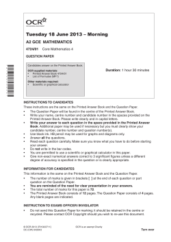 Question paper - Unit 4724/01 - Core mathematics 4