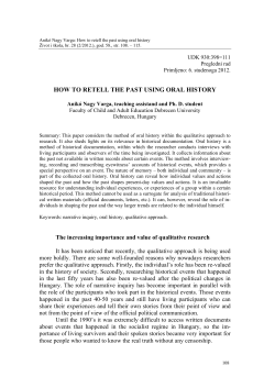HOW TO RETELL THE PAST USING ORAL HISTORY