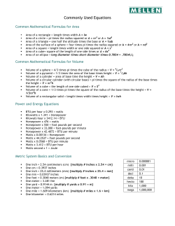 Commonly Used Equations