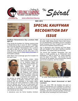 special kauffman recognition day issue
