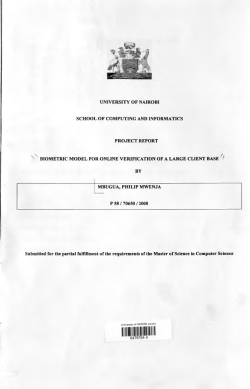 Biometric model for online verification of a large