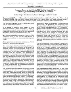 Progress Report for the SCOR/IAPSO - TEOS-10