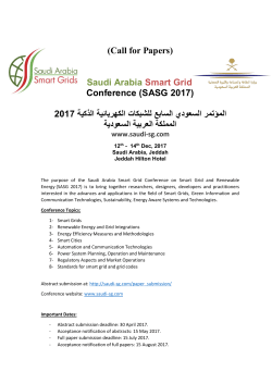 (Call for Papers) Saudi Arabia Smart Grid Conference (SASG 2017