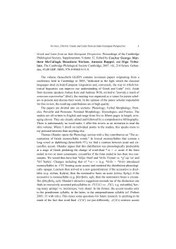 1 Greek and Latin from an Indo-European Perspective. Proceedings