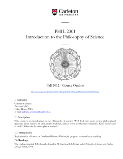 PHIL 2301 Introduction to the Philosophy of Science