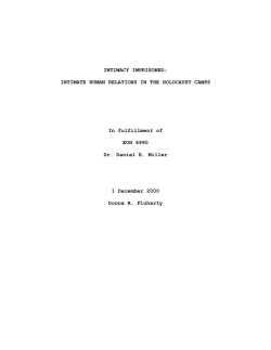 INTIMATE HUMAN RELATIONS IN THE HOLOCAUST CAMPS In