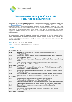 SIG Seaweed workshop IV 4th April 2017: Feed, food and