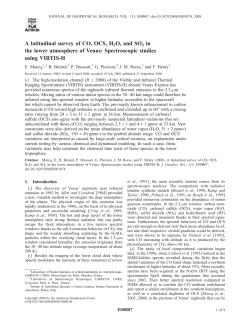 A latitudinal survey of CO, OCS, H2O, and SO2 in the