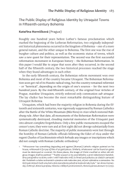 The Public Display of Religious Identity by Utraquist Towns in