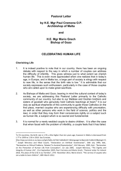 Pastoral Letter by HE Mgr Paul Cremona OP Archbishop of
