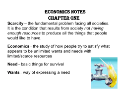 Economics Notes Chapter One Scarcity &ndash; the