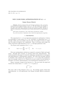 NEW CLOSE FORM APPROXIMATIONS OF ln(1 + x) Sanjay Kumar