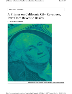 A Primer on California City Revenues, Part One: Revenue Basics