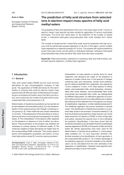 The prediction of fatty acid structure from selected ions in