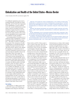 Globalization and Health at the United States&ndash;Mexico Border