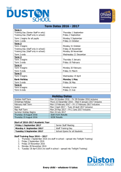 Term Dates 2016 - 2017