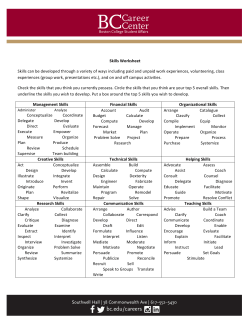 Skills Worksheet Skills can be developed through a variety of ways