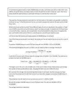 100,000 0 average inventory 50, 000 2 + = = Total Cost 500 100,000