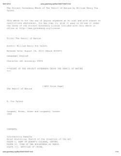 The Project Gutenberg EBook of The Pencil of Nature by William