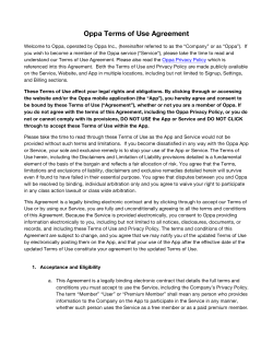 Oppa Terms of Use Agreement