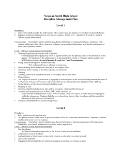 2014-2015 Discipline Management Plan