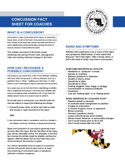 CONCUSSION FACT SHEET FOR COACHES