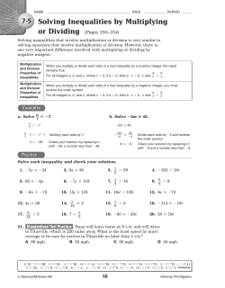 Solving Inequalities by Multiplying or Dividing