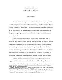 Patent And Antitrust - Stanford University