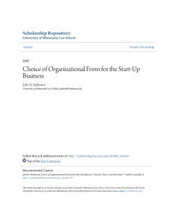 Choice of Organizational Form for the Start