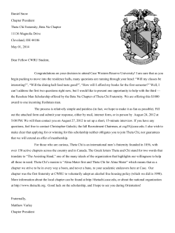 Daniel Snow Chapter President Theta Chi Fraternity, Beta Nu