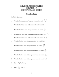 SUBJECT: MATHEMATICS SEQUENCE AND SERIES