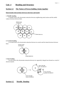 Unit 4 Bonding and Structure