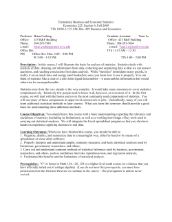 Elementary Business and Economic Statistics Economics 225