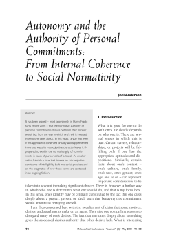 Autonomy and the Authority of Personal Commitments: From Internal