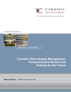 Canada`s Dairy Supply Management: Comprehensive